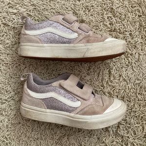 Vans, Cush, Velcro, pink glitter sneakers. Little kid size 13.5.